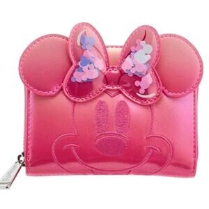 LOUNGEFLY DISNEY MINNIE MOUSE PINK CONFETTI ZIP WALLET NWT
